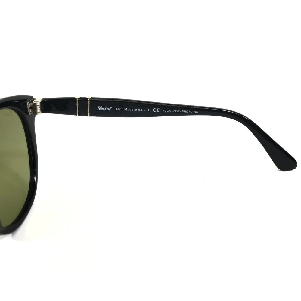 Persol Sunglasses 2990-S 95/83 Shiny Black Frames w Green Polarized Photochromic